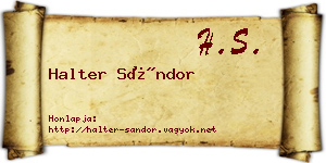 Halter Sándor névjegykártya